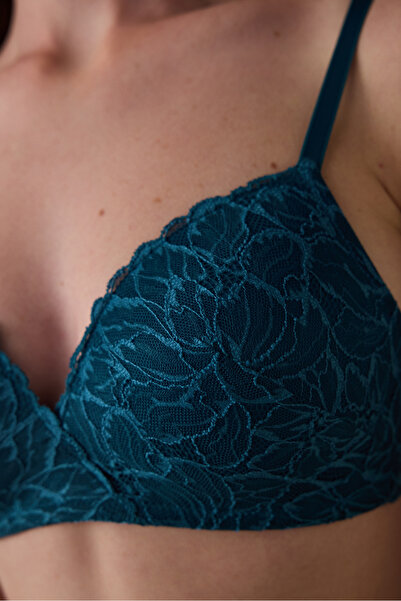 Penti Petrol Green Cozy Lace Unwired Non-Padded Bra