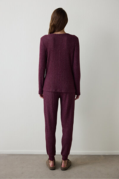 Penti Burgundy Cozy Time V-Neck Long Sleeve Pajama Set