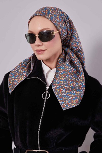 Levidor Gray Mini Text Detail Twill Silk Scarf