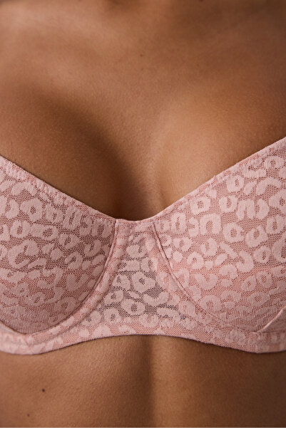 Penti Dusty Rose Valeria virágmintás csipke, aládrótozott, nem párnázott, összehúzó melltartó