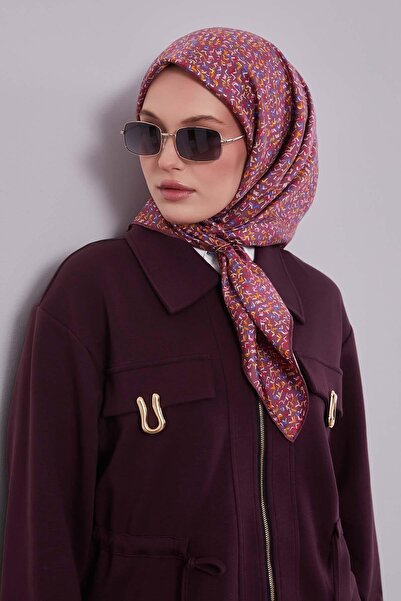 Levidor Pink Mini Letter Detail Twill Silk Scarf