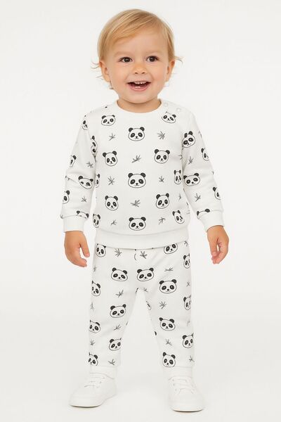 Pırlanta baby Minipop Desenli 2'li Bebek Eşofman Takımı