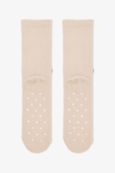 Penti Papuci de casă cu broderie de urs drăguț ecru