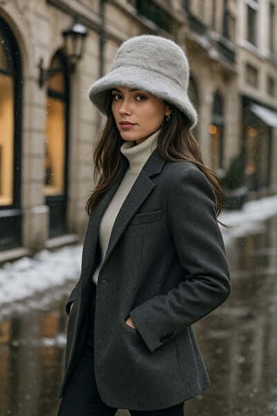 Adorisse Γυναικείο καπέλο από μάλλινη τσόχα σε γκρι χρώμα SPK1147