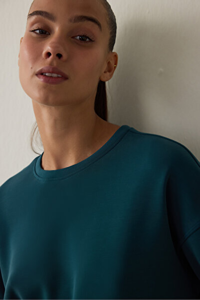 Penti Dark Green Modal Fleece-Lined Sweatshirt