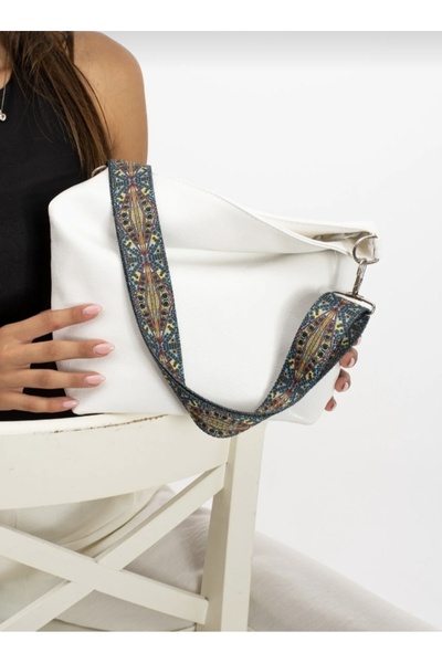 Gloria Settems White Women's Shoulder Bag with Column Strap