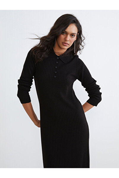LC Waikiki New Season Polo Neck Corded Fabric Knitwear Dress
