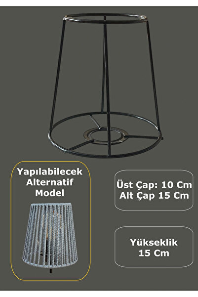 CONANA Conical Mini Lampshade Wire and Sconce Wire, Skeleton Black Static Painted E27 (15 cm)