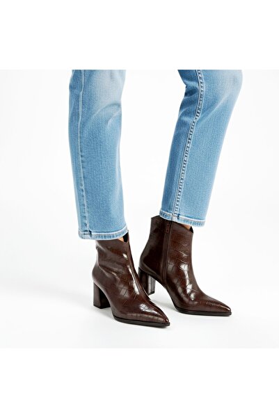 v.s.h velvet Dámské klasické dámské boty s krokodýlím vzorem se špičatou špičkou na silném podpatku s bočním zipem