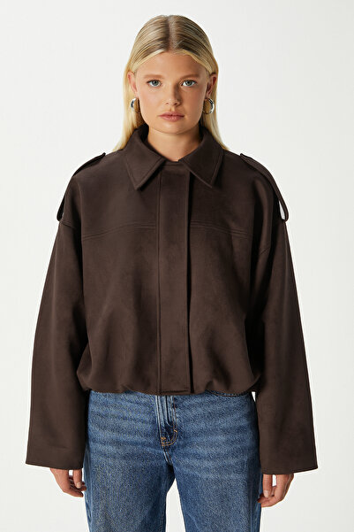 Ritnice Women's Rodney Suede Effect Brown Bomber Jacket