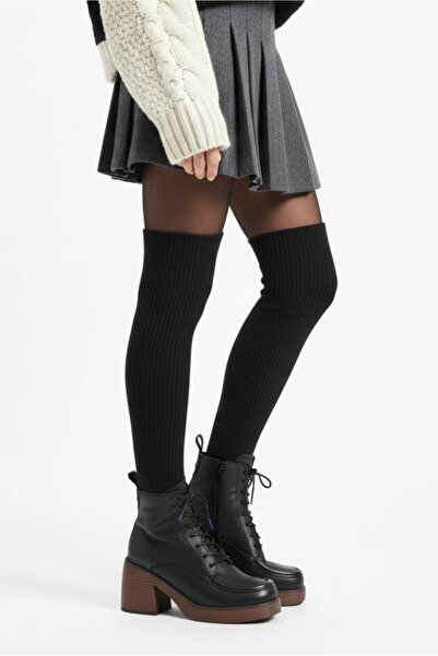 Mammamia D24kb-4615 Siyah Kadın Deri Bot