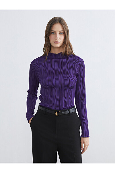 LC Waikiki Peak New Season Stand Collar Textured Women's Bodysuit