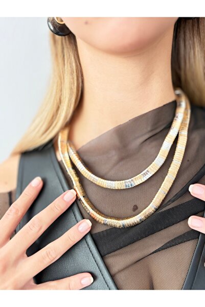 LYRA OFFİCİAL سلسلة ثعبان ذهبية/فضية بلونين من ZR - عبوة من قطعتين