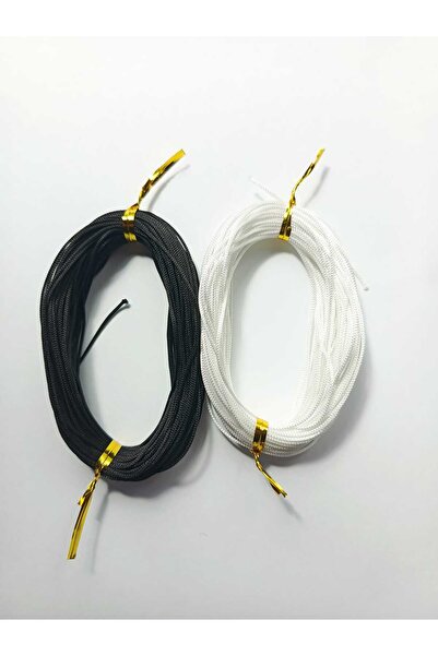 Eskişehir hobi sanat خيط باراشوت أسود بطول 20 متر وسمك 1 مم، وخريط أبيض بطول ...