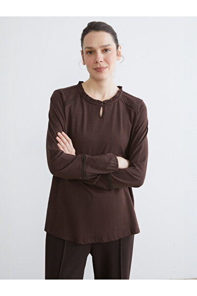 LC Waikiki Özmarka Yeni Sezon Fırfırlı Bisiklet Yaka Bluz