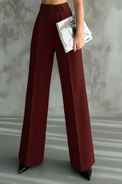 Balenbi Γυναικείο πλισέ ψηλόμεσο φαρδύ πόδι ελαστικό ύφασμα παντελόνι palazzo 1139