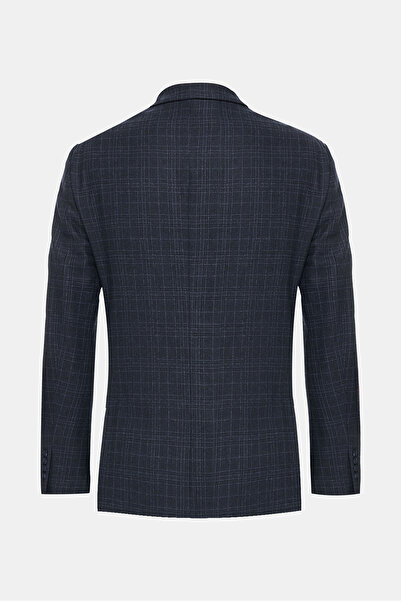 W Collection Dark Blue Buttoned Wool Jacket