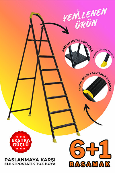 LAVİNGER Ze Hardy 6+1 Basamaklı Özel Tasarım Hafif Merdiven (Kaymaz Papuçlu) ...