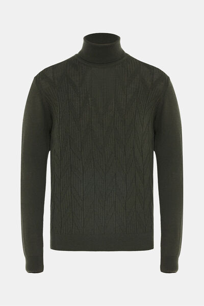 W Collection Khaki Turtleneck Long Sleeve Sweater