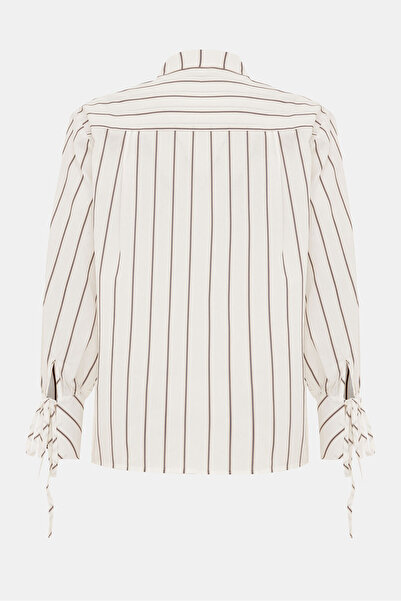 W Collection White Judge Collar Long Sleeve Striped Shirt