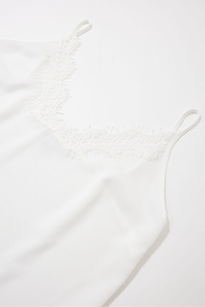 W Collection Ekru V-Neck Strap Bluz