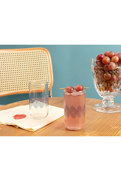 Madame Coco Blue Rugs Musette Set mit 4 Erfrischungsgetränkegläsern – 365 ml