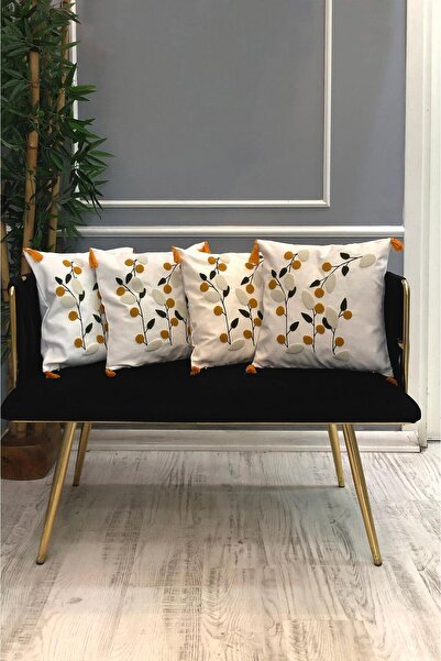 Dolce Mariee Embroidered Tassel Decorative Throw Pillow Cover Set (4 Pieces -...