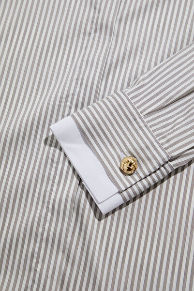 W Collection White Mink Striped Shirt
