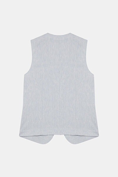 W Collection Light Blue Linen Cotton Vest