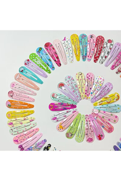 KHAJUL Hair Clips for Girls, 20-Piece 5cm Printed Water Drop Non-Slip Metal Barrettes for Kids and Women