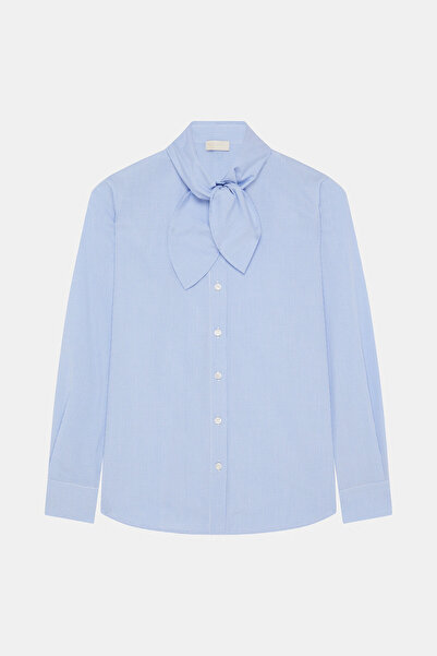 W Collection Blue Shawl Collar Blouse