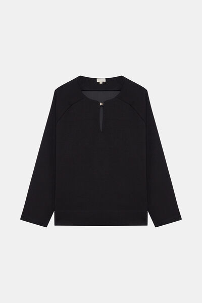W Collection Black Sweatshirt with Collar Detail