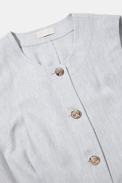 W Collection Light Blue Linen Cotton Vest