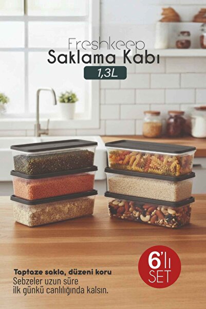 bizimevde 6-Piece Storage Container 1.3 Liter Deep Freezer Microwave Compatible