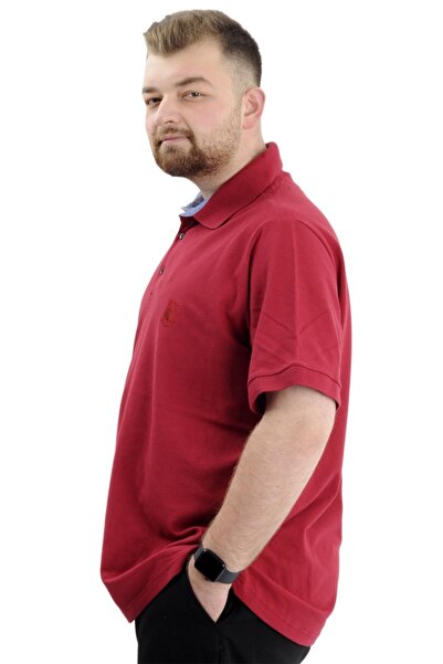 ModeXL Mode Xl Oversize Ανδρικό Tshirt Polo Λαιμόκοψη Κεντημένο Classic Pique 20553 Claret Red