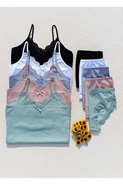 siyalife Dantelli 5-Piece Women's Athlete Panties Underwear Set