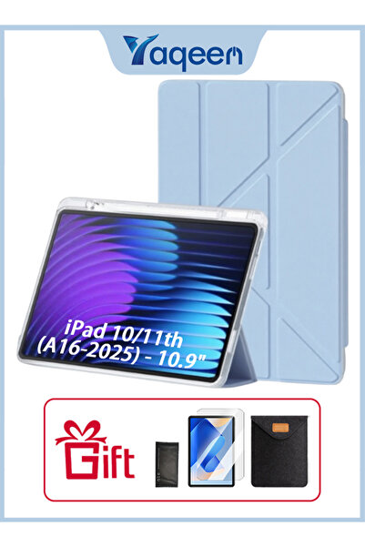 yaqeen iPad 11th (A16) & iPad 10th Generation 10.9 Inch Tpu Transparent Y-shaped Stand Case With Pen Slot