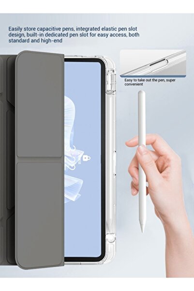 yaqeen iPad 11th (A16) & iPad 10th Generation 10.9 Inch Tpu Transparent Y-shaped Stand Case With Pen Slot