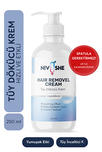 NIVOSHE Premium 250ml Tüy Dökücü Krem Tüm Vücut Ve Cilt Tipleri Büyük Boy Nemlendirici Etki