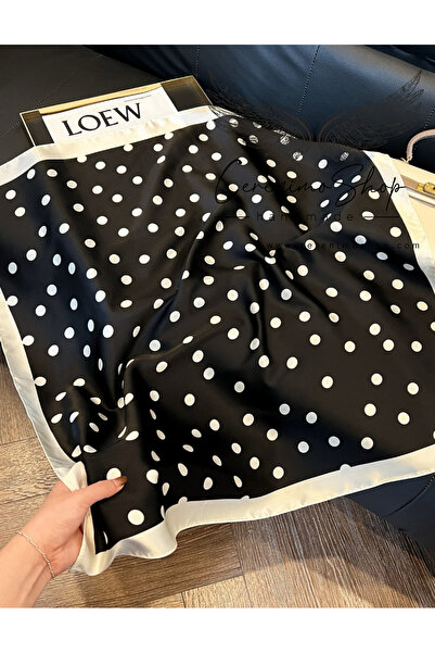 Cerenimo Shop Polka Dot Patterned Satin Shawl-Foulard (70X70 cm)