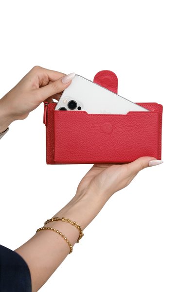 MFT Leather Design Genuine Leather Women's Wallet |   Bulgari 1232 Flother Matte Red