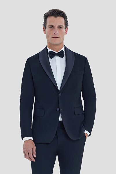 Sabri Özel Siyah Şal Yaka Çıkartılabilir Yaka Takım Elbise