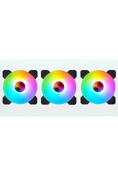 Genel Markalar (3'LÜ SET) OSQAR 120mm Rainbow Rgb Kasa Fanı 12cm Renkli Gökku...