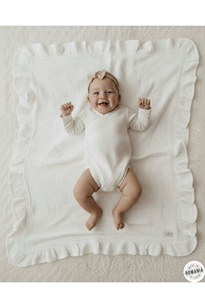 OEM Pătură premium din muselină cu volane 100x100cm, Tesoro Bebe