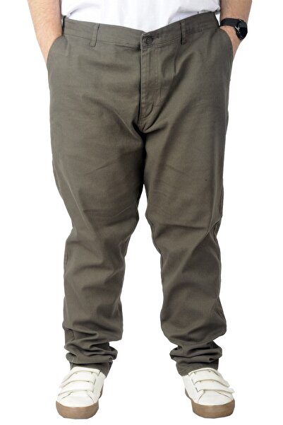 ModeXL Men's Gabardine Trousers - Plus Size, Nature 22850, Khaki