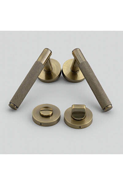 NZB Wc Banyo Tipi Kapı Kolu Rozetli Antik Füme Sağ Sol Uygun Modern İç Kapı K...