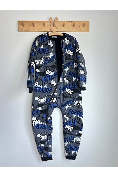 KEY KIDS Çocuk Uyku Tulumu Gri Siyah NYC Pamuklu Bacaklı 8/10/12 Yaş Büyük Be...