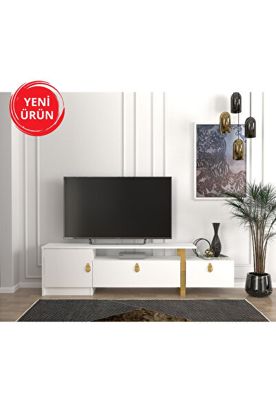 Dekorister Aramis Tv Sehpası Beyaz - Gold