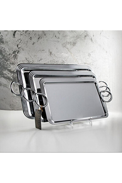 aljahwari صينيه تقديمات 3 أحجام فضي مقاس كبير48x34 وسط 41x29 صغير 34x24