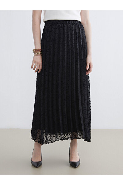 LC Waikiki Lcwaikiki Classic Elastic Waist Patterned Chiffon Pleated Skirt